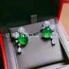 Brincos de gota com crisoprásio incrustado, brincos de fivela de paz de crisoprásio branco, estilo nicho, brincos de jade de crisoprásio de luxo leve