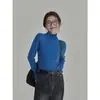 Suéter Básico de Manga Larga Klein Blue de Moda para Mujer con Cuello Alto Medio para Otoño e Invierno, Top de Punto de Alta Gama para Vestir en Capas