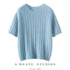 Baicai Rong Caxemira Manga Curta Estilo Coreano Feminino Gola Redonda Tricô Trançado Solto Suéter Novo Top
