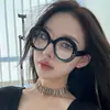 Gafas de Montura Gruesa Redonda Grande de Personalidad Exagerada Estilo Europeo y Americano Montura Negra Retro Anti-Luz Azul Gafas Sin Graduación con Lentes Graduadas para Miopía