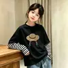 Camiseta de manga larga para niña, algodón puro, top estampado lindo para primavera y otoño, colección de otoño, diseño de look en capas, ropa para niñas