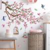 MS2474-78 Adhesivo de Pared Árbol de Durazno Rosa Pájaro Mariposa Jaula Decorativo Sala de Estar Dormitorio Fondo Autoadhesivo Adhesivo de Pared de PVC