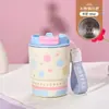 Copo Térmico de Café para Meninas, Mini Copo de Viagem de Aço Inoxidável 316, Novo Modelo de Verão, Copo Fofo de Água Fria com Canudo