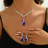 Venta caliente transfronteriza al por mayor de joyería: Vestido de novia y accesorios populares para estudio fotográfico, collares y pendientes de cristal en forma de corazón