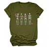 Amazon eBay Tienda Independiente Moda Casual Divertida para Mujer Halloween 4 Calaveras Perro Cuello Redondo Manga Corta Camiseta
