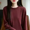 Suéter de punto de algodón puro con cuello redondo para mujer, nueva colección otoño/invierno 2025, manga larga, corte holgado, estilo pullover, venta al por mayor