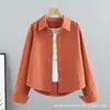 Chaqueta Corta de Algodón Primavera y Otoño Nuevo Estilo Coreano Suelta Versátil Manga Larga Camisa Chaqueta Top Elegante para Mujer