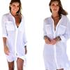 Amazon Transfronterizo Nuevo Cubreplayas Camisa Estilo Cárdigan Suelto de Tela de Bambú Camisa de Protección Solar Camisa Bikini para Mujer