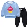 Conjunto de suéter infantil outono e inverno 2023 estudantes novo dupla camada com pelúcia acolchoado quente inverno manga longa conjunto grosso