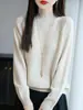 Suéter de punto para mujer con diseño versátil de capa interior, nuevo top base brillante de seda para otoño e invierno, cuello medio alto, nicho