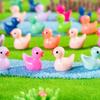 Pato Luminoso Fofo Resina Mini DIY Criativo Feito à Mão Enfeites de Pato Amarelo