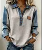 Otoño e Invierno 2026 Nuevos Modelos de Exportación de Amazon en Stock Tops Casuales de Manga Larga Europeos y Americanos Camisas Polo de Mezclilla para Mujer