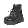 2021 Nuevas Botas Martin de Talla Grande para Mujer Suela de Plataforma Estilo Punk Callejero Moda Charol Botas con Cordones para Mujer Botas para Mujer