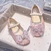 Zapatos de Cuero de Color Puro para Niñas 2026 Nuevo Estilo Primavera Zapatos de Princesa Cola de Pez con Lazo para Niños Suela Suave Zapatos de Perlas