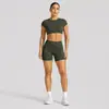 Conjunto Esportivo de Manga Curta com Costas Nuas Transfronteiriço para Mulheres com Bojos Top Fitness Roupa Esportiva ao Ar Livre Roupa de Yoga