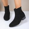 Botas Martin de ante con tacón grueso y cremallera lateral para mujer, de comercio exterior europeo y americano, con tacón bajo cruzado, finas y cortas, de talla grande, Amazon