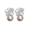 Primavera y Verano Nuevo Manta Rosa Rosa Claro Aretes de Flor de Perla Lujo Ligero Exquisitos Aretes de Diseño Nicho Pines de Plata 925