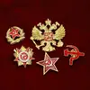Insignia de Águila Bicéfala Rusa Unión Soviética Hoz Martillo Primera Clase Patriótica Espiga de Trigo Estrella Roja Medalla Conmemorativa Insignia Broche