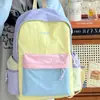 Mochila escolar para mujer, bloques de color dopamina, alto atractivo estético, bolsa para viajes al aire libre y ocio, mochila pequeña estilo universitario