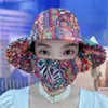 Nuevo sombrero floral primavera y verano para mujer sombrero con visera protectora solar integrado sombrero para cubrir la cara máscara anti-ultravioleta sombrero de sol sombrero a prueba de viento