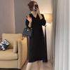 Vestido Suéter Casual de Punto Acanalado de Largo Medio con Capucha para Otoño e Invierno para Mujer, Elegante Vestido de Punto Bodycon Ajustado Holgado