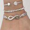 Pulsera de diamantes infinitos de 8 palabras para mujer, pulsera de cuerda elástica con diamantes completos, pulsera de apertura de amor, joyería de mano de 3 piezas al por mayor
