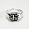 Fan Zhiqiao 925 Sterling Silver Coreano Europeu e Americano Cruz Anel Ajustável Anel de Comida Feminina Anel Comum Anel Jóias