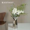 Boshi Home Lujo Accesible Escandinavo Pétalos Plateados Galvanizados Cola de Pez Cerámica Pequeño Jarrón Adornos Decoración de Mesa para el Hogar