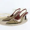 Zapatos de Tacón Alto de Punta Aguda con Tacón de Aguja de Charol Khaki Sexy para Comercio Exterior Transfronterizo Europeo y Americano con Correa al Tobillo y Sandalias de Punta Cerrada