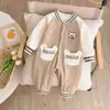 Ropa de Bebé de Principios de Primavera Mono de Doble Capa Chaqueta Estilo Coreano de Primavera y Otoño Atuendo de Primavera para Salir para Niño de Cinco Meses