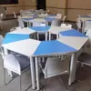 Juego de Mesa y Sillas Hexagonales de Entrenamiento para Grupos de Estudiantes, Mesa Trapezoidal para Tutorías, Aula Inteligente Maker y Mesa Hexagonal Modular