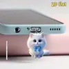 Plug de Pó para Celular Cruzado 2D Plano de Acrílico Ornamento Tipo Pingente de Gato Fofo Interface Oval Tipo-C Desenho Animado