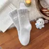 Calcetines de lana australiana para mujer estilo coreano azul lechoso con lazo calcetines de media pantorrilla koala lindo de dibujos animados engrosados cálidos calcetines para dormir