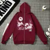 Moletom com Zíper e Estampa de Paisagem Estilo Antigo, Design Simples e Moderno, Moletom Casual Solto, Jaqueta Cardigan