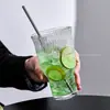 Caneca Criativa Listrada de Boca Larga Mesopotâmica Copo de Vidro de Alto Valor Estilo Ins Copo de Água Doméstico Taça de Vinho Uso Doméstico