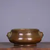 Estufa de Oreja de León de Cobre Puro Quemador de Incienso Estilo Chino Antiguo Adornos Zen Sándalo Interior del Hogar Colección Antigua de Cobre Púrpura