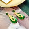 Aretes de botón verdes retro vintage estilo corte francés de mediados de siglo exagerados de alta gama temperamento elegante accesorios para la oreja