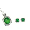 Colgante bañado en plata con calcedonia verde hielo en forma de cubo pequeño y pendientes de ágata blanca, juego de dos piezas de joyería de lujo ligero, suministro para transmisión en vivo