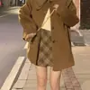 Falda Corta de Cuadros Grises para Mujer, Falda de Lana de Cintura Alta en Línea A para Otoño e Invierno, Estilo Preppy, Corte Ajustado para Figuras Pequeñas