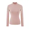 Camisa Básica Térmica com Forro de Fleece, Manga Longa, Gola Alta, Ajustada ao Corpo, Estilo Puramente Sexy, Top Elástico Justo, Camada com uma Camiseta de Cor Sólida