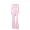 Estilo Europeo y Americano Ropa de Casa para Mujer Nueva Tejida Seda de Leche Borde con Volantes Cuello Redondo Manga Larga Pantalón Largo Conjunto de Dos Piezas Pijama Cómodo