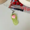 Lindo llavero de chancla de fruta brillante, correa para teléfono, colgante realista de chancla para bolso, accesorio de regalo para mejores amigos