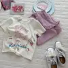 [Em Estoque] Roupas Infantis 2026 Verão Novas Blusas para Meninas Alta Elasticidade Costela Sem Costura Calças com Estampa Digital Secagem Rápida
