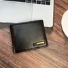 Cartera de Hombre de PU para Negocios Plegable Doble Europea y Americana Multifuncional Ultradelgada Gran Capacidad Corta 2025 Grabada Ligera