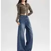 Jeans Anchos Curvos Estilo Retro Americano para Mujer 2026 Nuevos Holgados de Cintura Alta Adelgazantes Perezosos Rectos de Largo Completo
