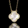 Set de Joyería Joyería Concha Blanca Natural Aretes de Trébol de Cuatro Hojas Collar Pulsera Completo con Diamantes Joyería de Alta Moda para Mujer Venta al por Mayor