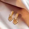 Pendientes de broche de metal con circonita microincrustada, forma de corazón, plateados, pequeños, simples, con temperamento, para la red, dos formas de llevar, pendientes de corazón