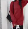 2023 eBay Amazon AliExpress Novo Vestido Casual Europeu e Americano de Malha Solta de Tamanho Grande com Gola Alta e Fenda para Mulheres