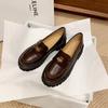Mocassins para Mulheres Baixinhas, Novos Slip-On Versáteis de Couro Genuíno com Plataforma e Solado Grosso para Todas as Estações