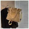Nova Bolsa de Lona Estilo Coreano para Mulheres Estudantes Universitárias Aula Ombro Único Portátil Mochila Bolsa Grande Capacidade Nicho Marca Tendência Estampada